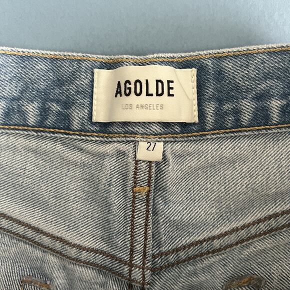 Agolde Parker Vintage Cut Off Light Wash Denim Jean Shorts - Picture 4 of 6